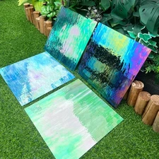 4 Sheets 12” x 12” Iridescent Stained Glass Variety Pack, Perfect for Stunnin...