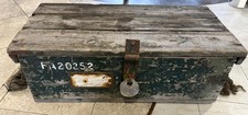Green Vintage British Army Wooden Maintenance Tool Trunk; Union 6 Lever Padlock 