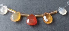 5 Fire Opal Faceted Drop Gemstone Beads Natural AAA 6mm x 8mm to 8mm x 10mm F11