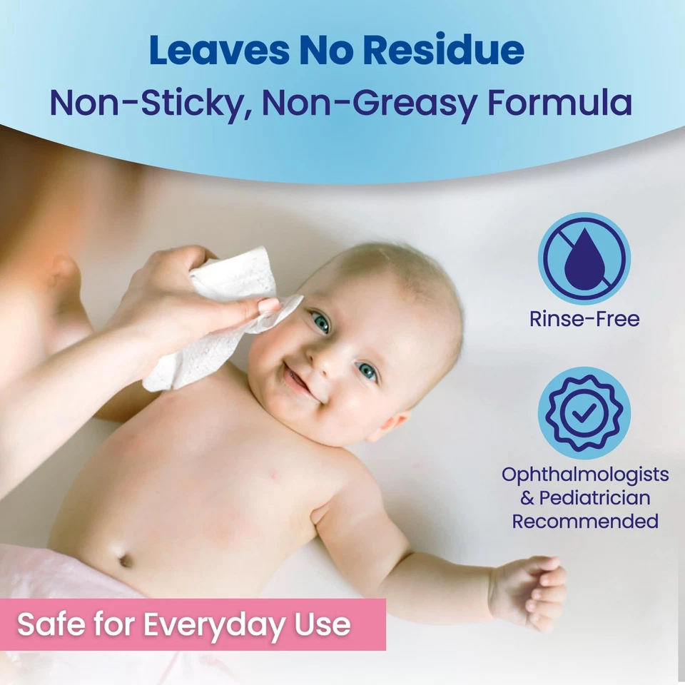 Toallitas para párpados de bebé Dr. Fischer 60 unidades hipoalergénicas sin desgarro sin enjuague Foto 4 de 4