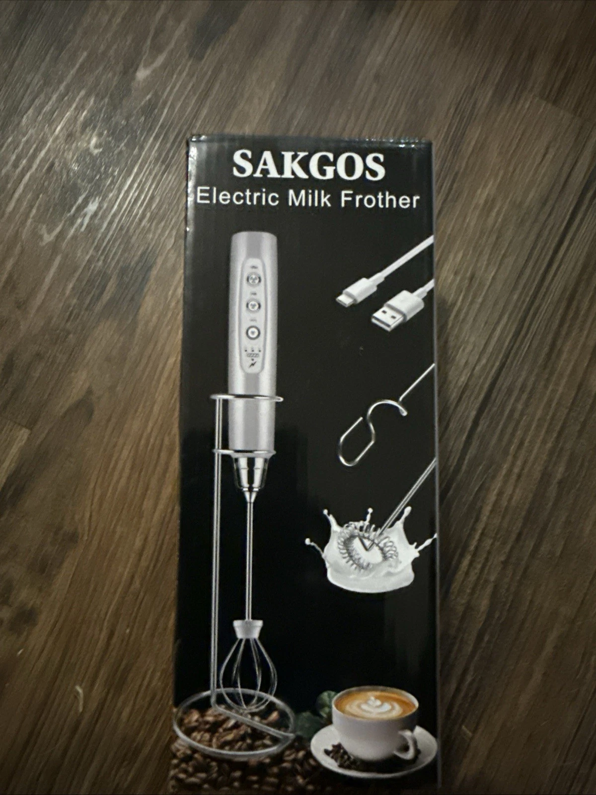Sakgos Milk Frother Rechargeable Handheld-Electric Whisk 3 One Size, Silver