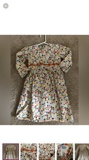 Naa Lily Girls Dress Long Sleeve 4t Cotton Modest Ribbon Button Back Made In USA
