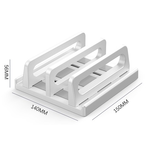 Dual-Slot Adjustable Vertical Laptop Stand ABS Plastic 4in1 Design Space-Saving - Afbeelding 16 van 18