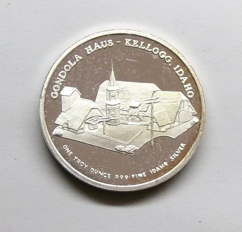 Gondola Haus Kellogg Idaho Silver Mountain Mines 1 Oz .999 Silver Proof Round