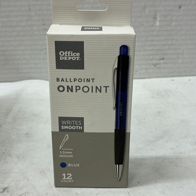 OFFICE DEPOT BALLPOINT ONPOINT, WRITES SMOOTH BLUE INK 12 COUNT - BLUE
