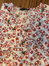 Cassandra O Scrubs Women s Top Christmas Cand Canes Holiday Size L