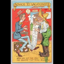 Antique Postcard Advice to Vacationists Cartoon Humor PCK Series 1910