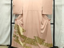 Heiwaya Kimono Luxury colored tomesode branch plum pattern gold color pure silk