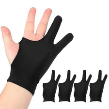 4pcs Artist Drawing Glove l Size 3-Layer 2-Finger Graphics Painting Glove Black