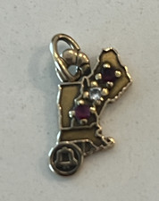 VTG 10K Gold Bell Telephone New England Service Pendant Charm 3 Stone w/Diamond?