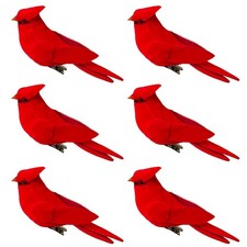 Best LWINGFLYER 6pcs Red Cardinal Clip on Birds Christmas Tree Ornaments 4-Inch