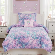 Twin Comforter Set for Girls- 3 Pieces Glow in The Dark Mermaid Twin XL Beddi...