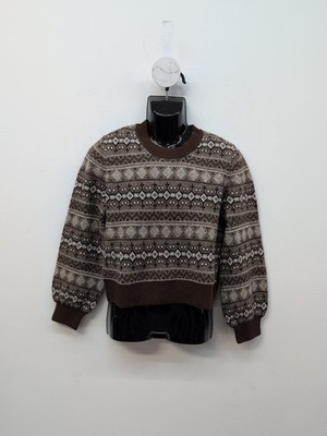 Studio B By Bobeau Fairisle Knit Women's Pull On Sweater Petite Medium Brown