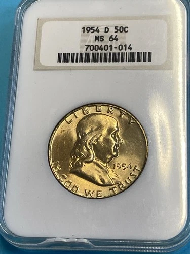 1954 D NGC MS 64 Franklin Half Dollar Old Holder