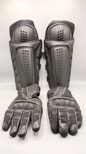 Icon Field Armor D3O Elbow Forearm Guards & Sedici Leather Hand Gloves Set L