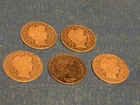 Barber Dime Lot of 5 Coins, Mixed Dates Mints, 90% Silver