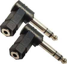 1/4 Inch TRS to 3.5Mm Right Angle Adapter 90 Degree  6.35Mm 3 Pole Male