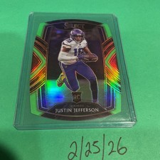Justin Jefferson 2020 Select Green Prizm Die Cut Club Level Rookie Vikings #261