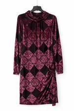 NWT Vince Camuto Velvet  Dress Size 16 Magenta Black Lined Elegant Office Party