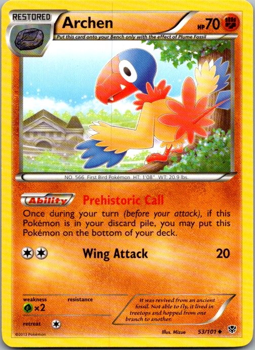 Archen 53/101 Uncommon Plasma Blast Pokemon Lightly Played