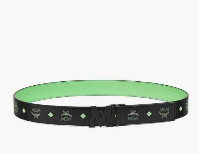 MCM men's Claus Reversible M Buckle Leather Belt - Black MCM men's Claus Reversible M Buckle Leather Belt - Black
