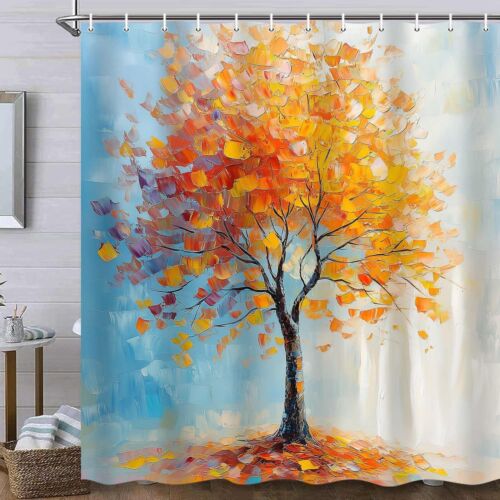 Colorful Tree Shower Curtain Funky Abstract Aesthetic Oil Painting Tree Showe... - Picture 2 of 6