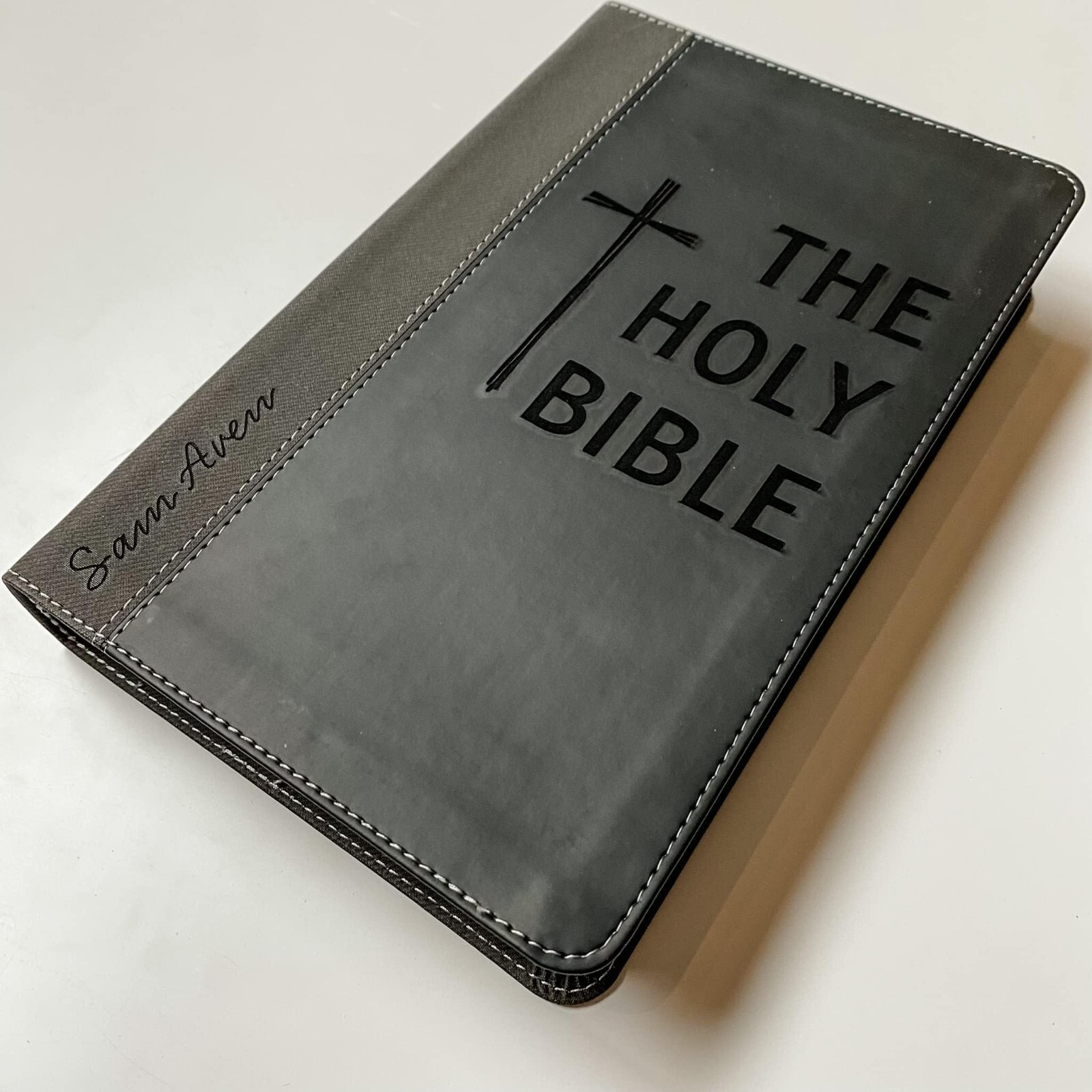 NIV Large Print Black Bible - Personalized - Holy Bible with Cross ...