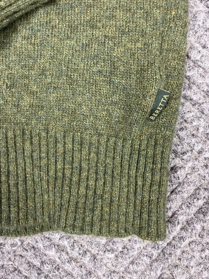 Suéter Beretta 1/4 Cremallera Mezcla Lana Adulto Mediano Verde Pullover Hecho en ITALIA Foto 2 de 4