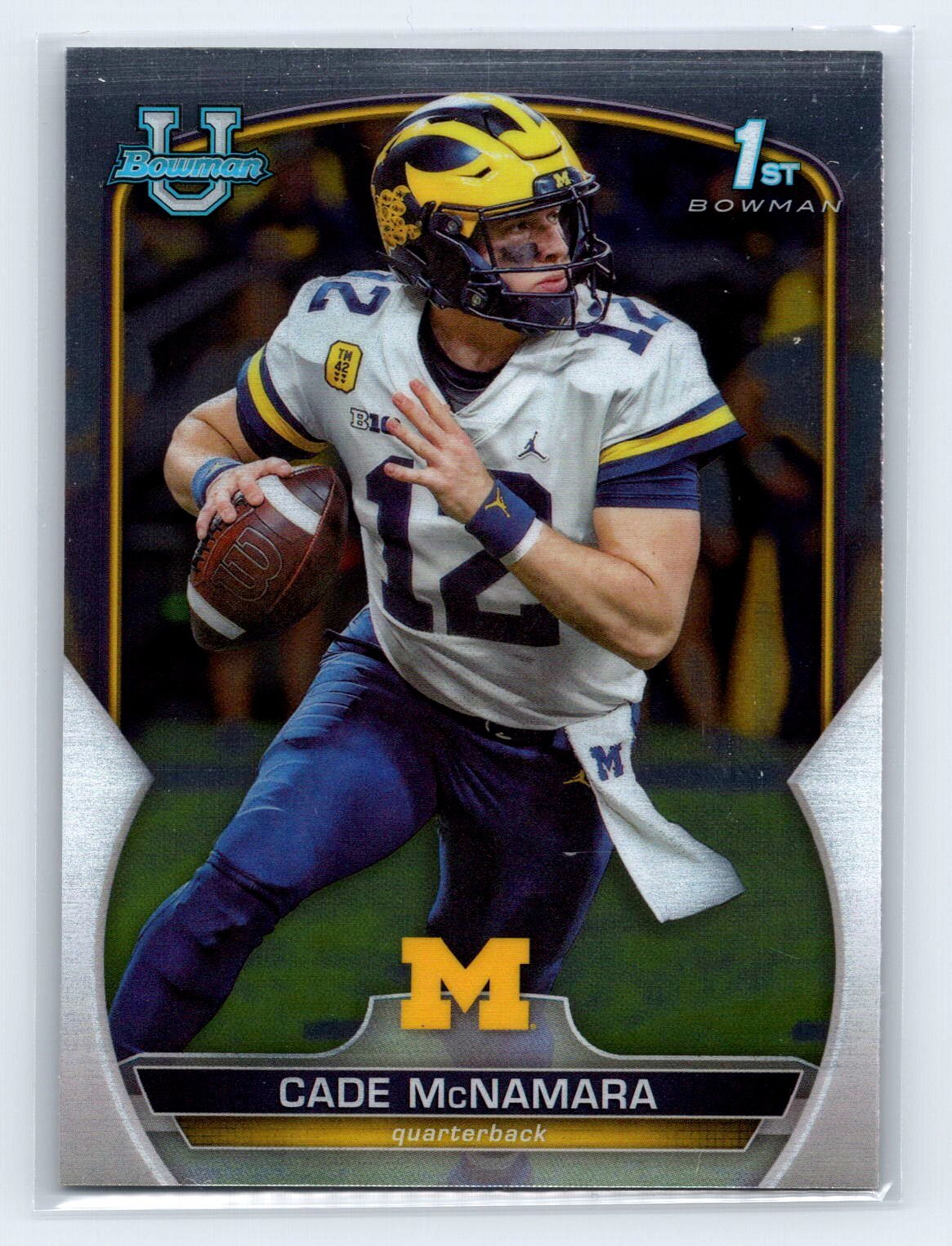 2022 Bowman Univ. Chrome Football #99 Cade McNamara Michigan Wolverines