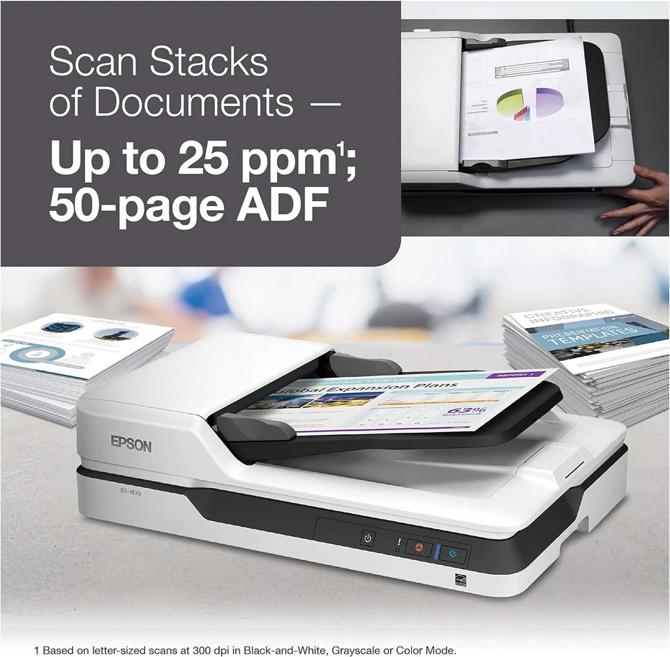 Epson DS-1630 Document Scanner: 25ppm, TWAIN & ISIS Drivers, New Damage Box - Image 3 of 3