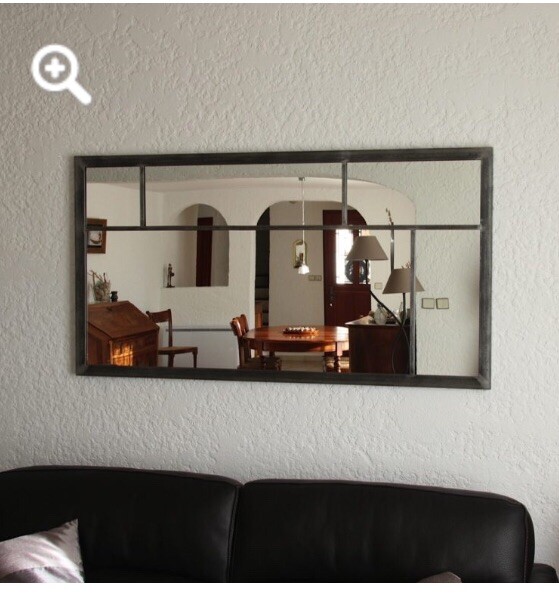 Miroir fenêtre industriel en métal - L. 140 x H. 75 cm - Noir - MAASTRICHT - Maison
