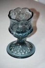 Vintage Fenton Diamond Optic Midnight Blue Footed Votive Candle Holder