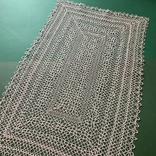 Centro centrotavola antico corsia merletto chiacchierino 64x37 cm ecru