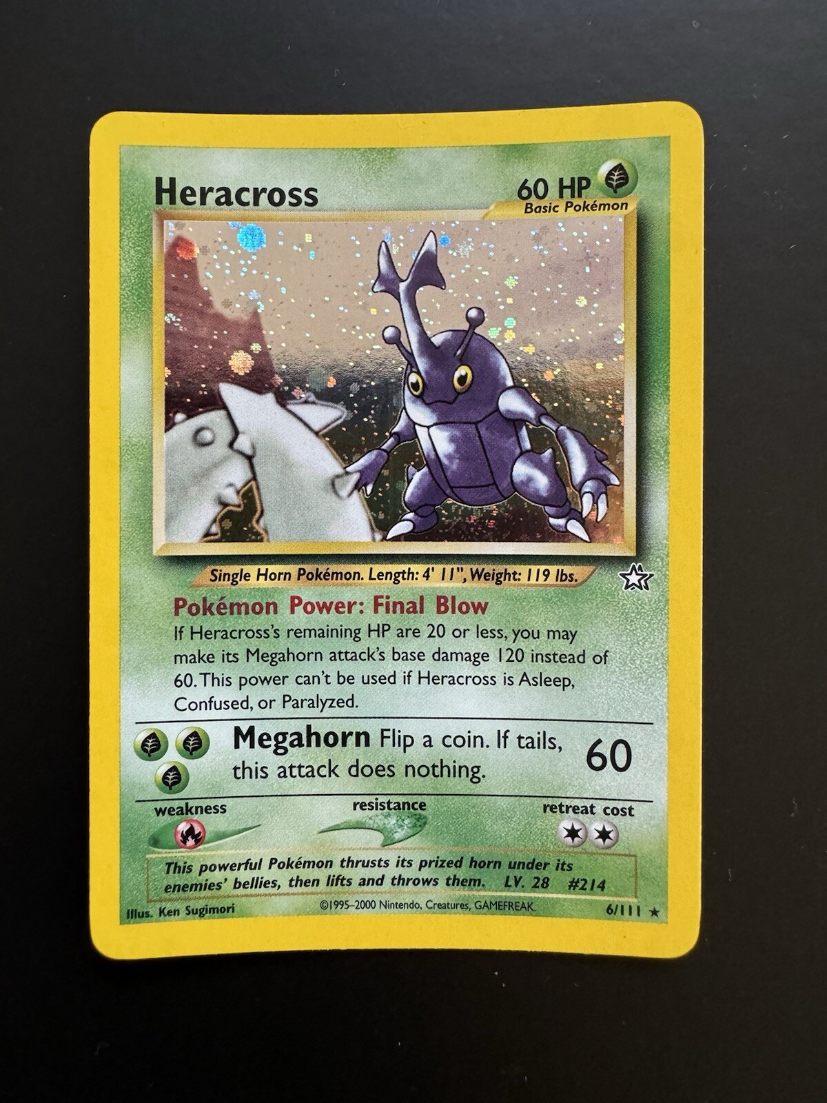 Pokemon TCG Neo Genesis Heracross 6/111 Holo Rare Unlimited Near Mint