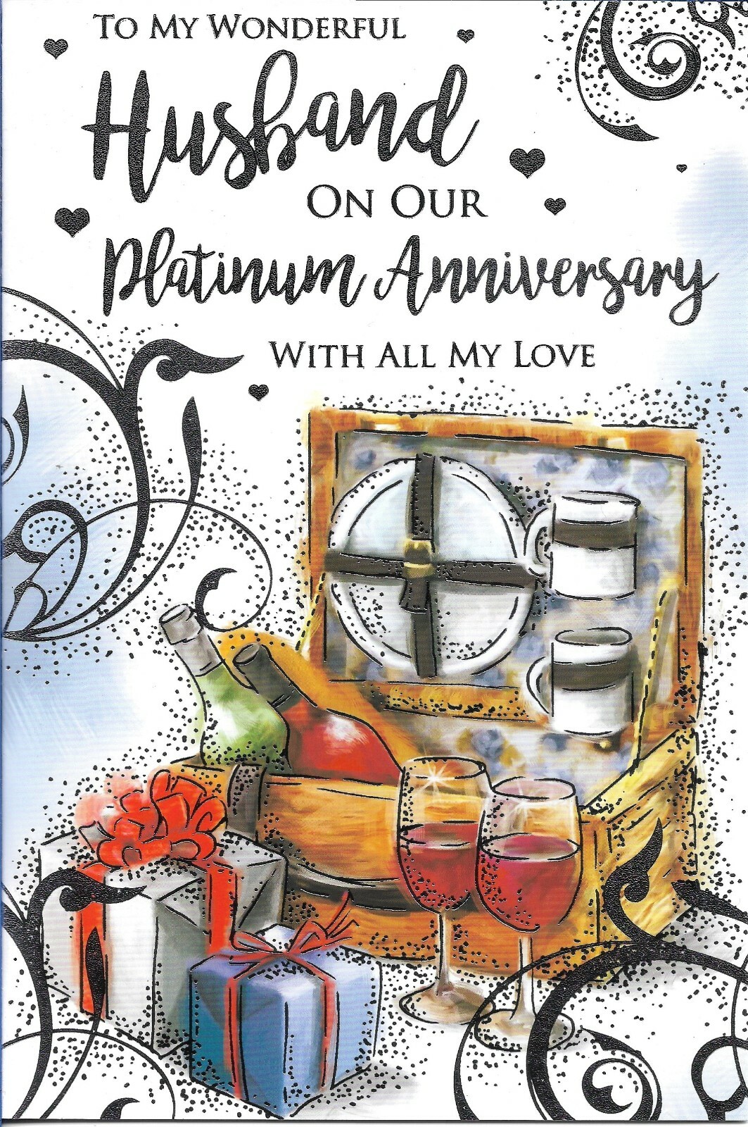 WONDERFUL HUSBAND ON OUR PLATINUM 70TH ANNIVERSARY GREETING CARD 9""X6""