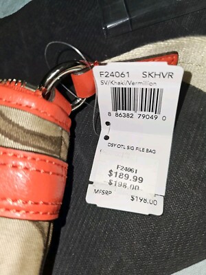 専用　3箱 Coach *NWT* DSY File Bag OTL Purse In Canvas, SV/Khaki/Vermillion