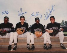 CHARLIE HAYES,BENAVIDES ERIC YOUNG ANDRES GALARRAGO ROCKIES SIGNED 8X11 W/ COA