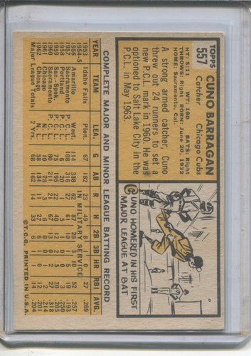 1963 Topps High # Cuno Barragan #557 - Picture 2 of 2