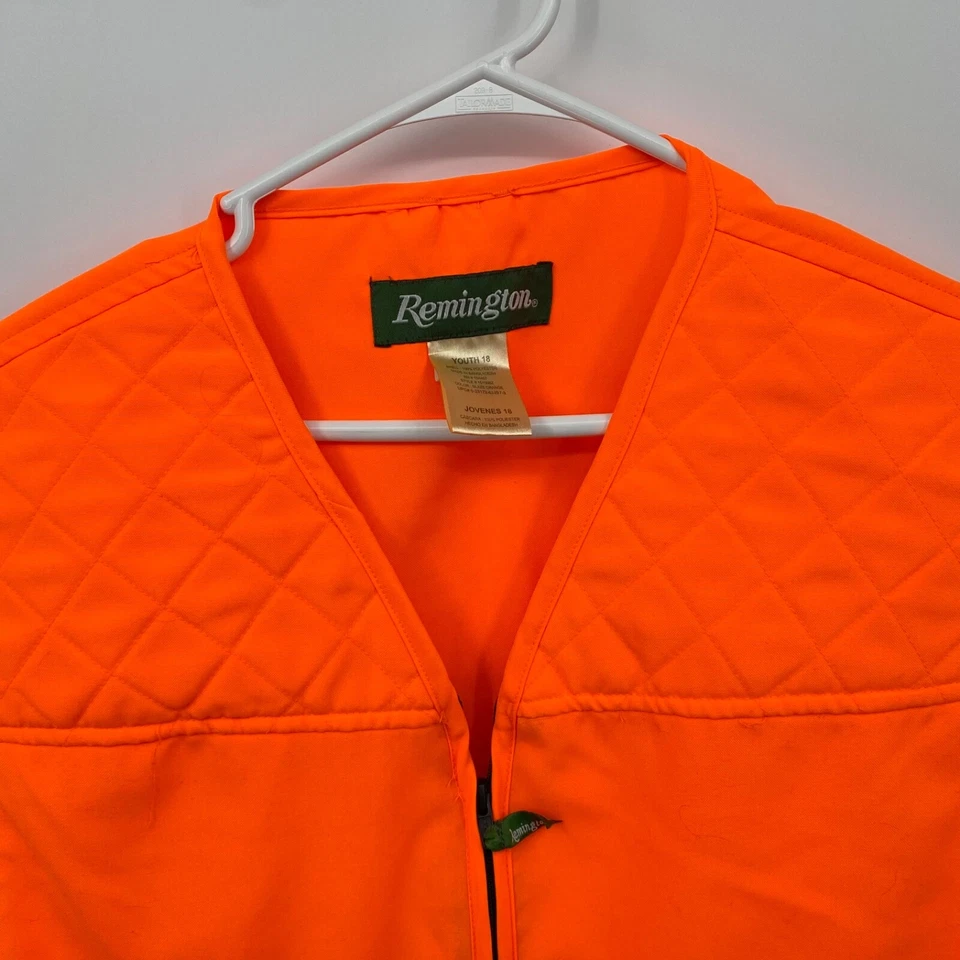 Remington Youth Sleeveless Multi Pocket Zip Front Vest Solid Orange Size 18 - Image 2 of 4
