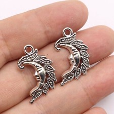 25 pcs Tibet Silver Alloy Crescent Stars Moon Pendant Charms 27mm 1.1" Necklace