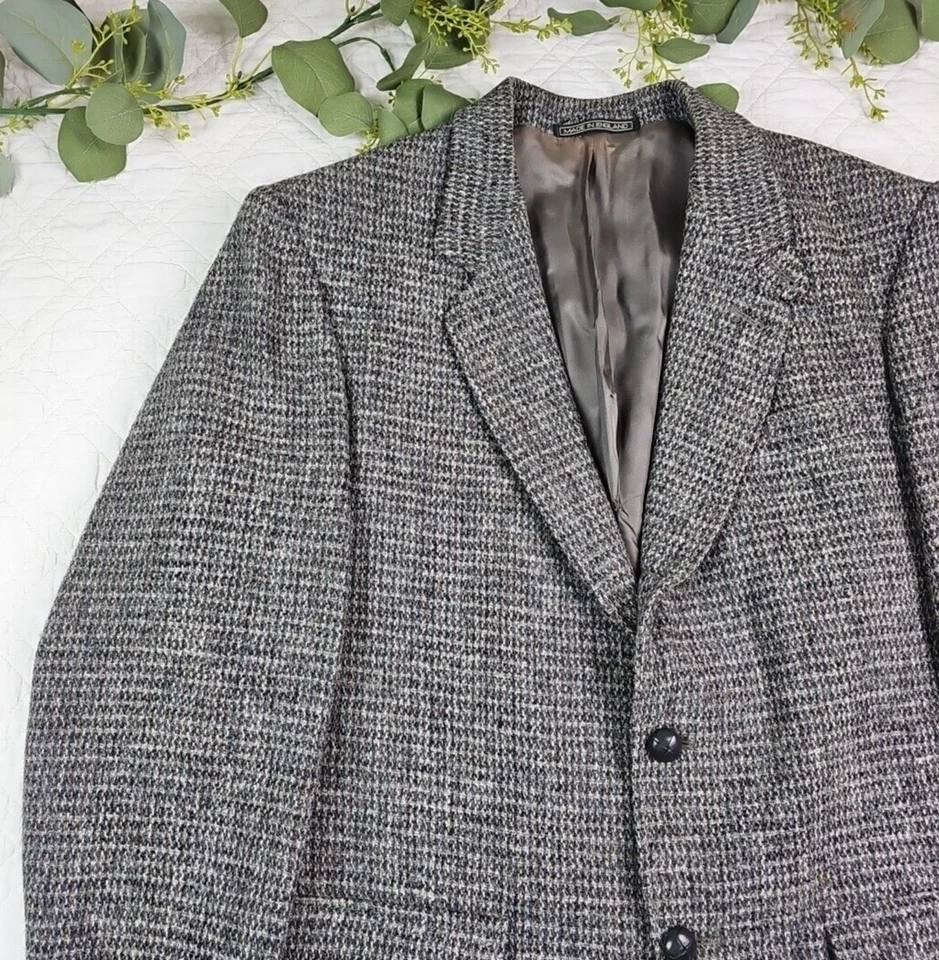 Винтажный L.L. Bean Freeport Maine Harris твидовый костюм куртка 100% шерсти размер 42 - Изображение 4 из 4