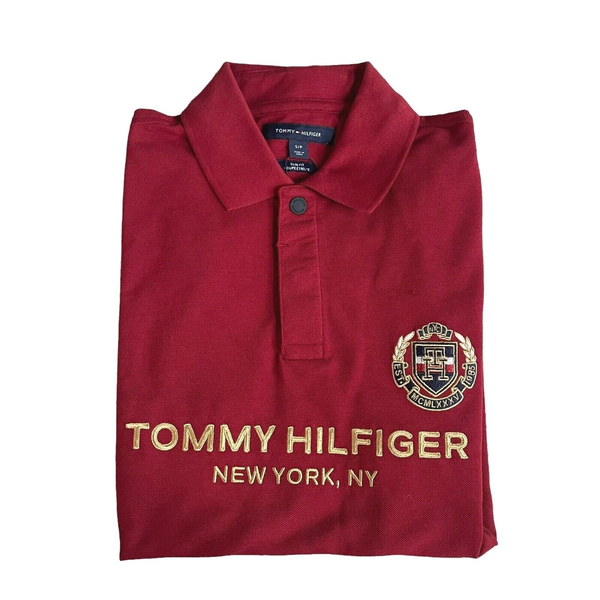 NWT Tommy Hilfiger Mens Slim Fit New York 1985 Embroidered Logo 
