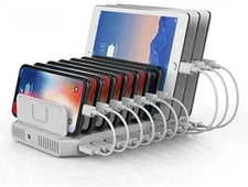 Multi Charging Station 10-Port USB Charger Multiple Devices iPad Tablet iPhone