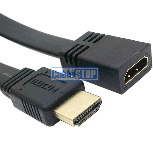 KURZES 10cm FLACH HDMI VERLÄNGERUNGSKABEL GOLD STECKER Stecker auf Buchse Buchse Kabel 0,1m - Bild 2 von 2
