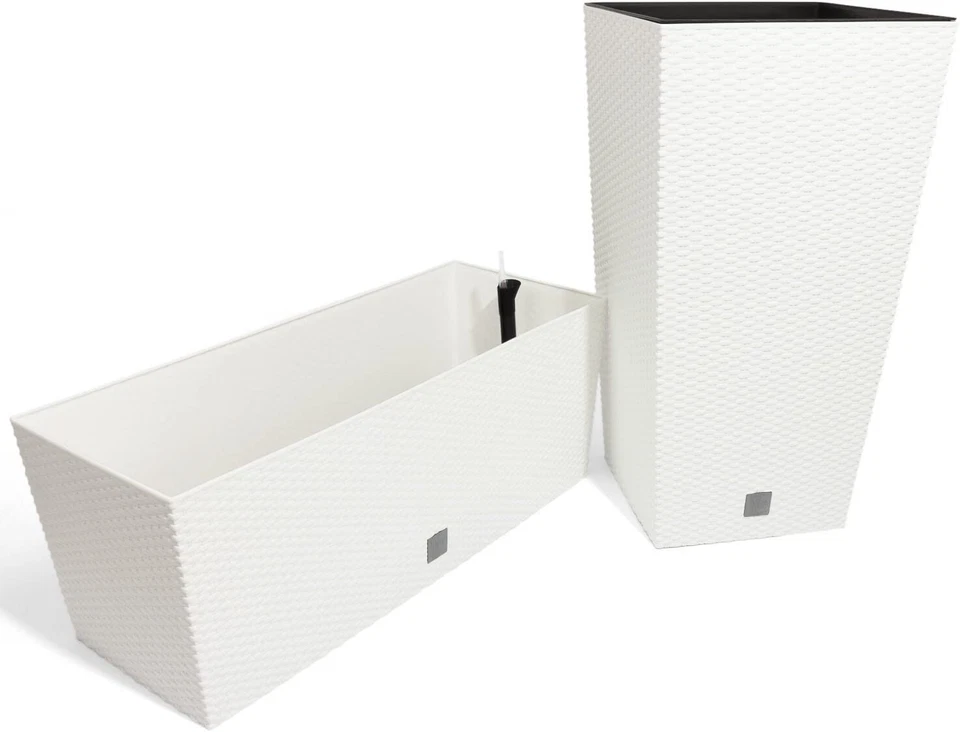 Rattan Design Elegant Tall Large Plant Pot Flower Indoor Outdoor Garden Planters - Image 2 of 4