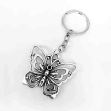 3.5" Handmade Butterfly Pendant Keychain Silver-Tone New Free Ship 8901 8902