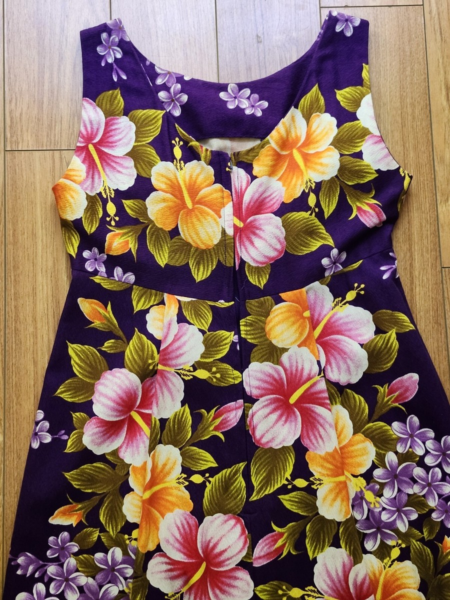 open lace back dress Classic Hibiscus Purple Tube Top Hawaiian Dress| Smocked Hawaii Dress
