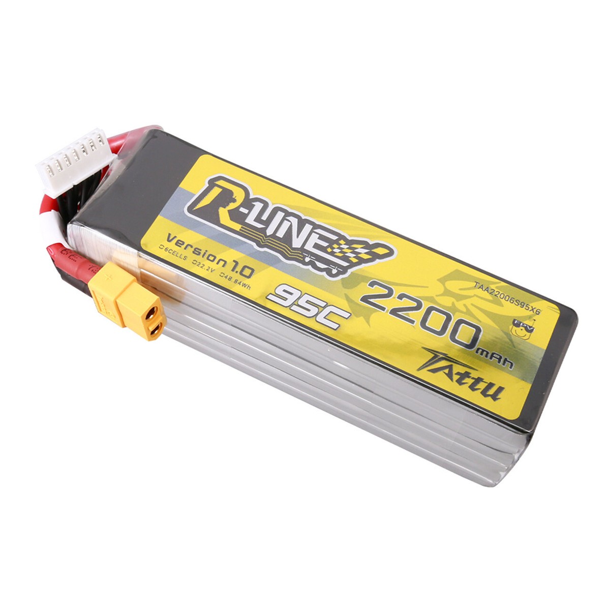 2X Tattu R-Line 22.2V 95C 2200mAh FPV 6S Lipo Battery With XT60