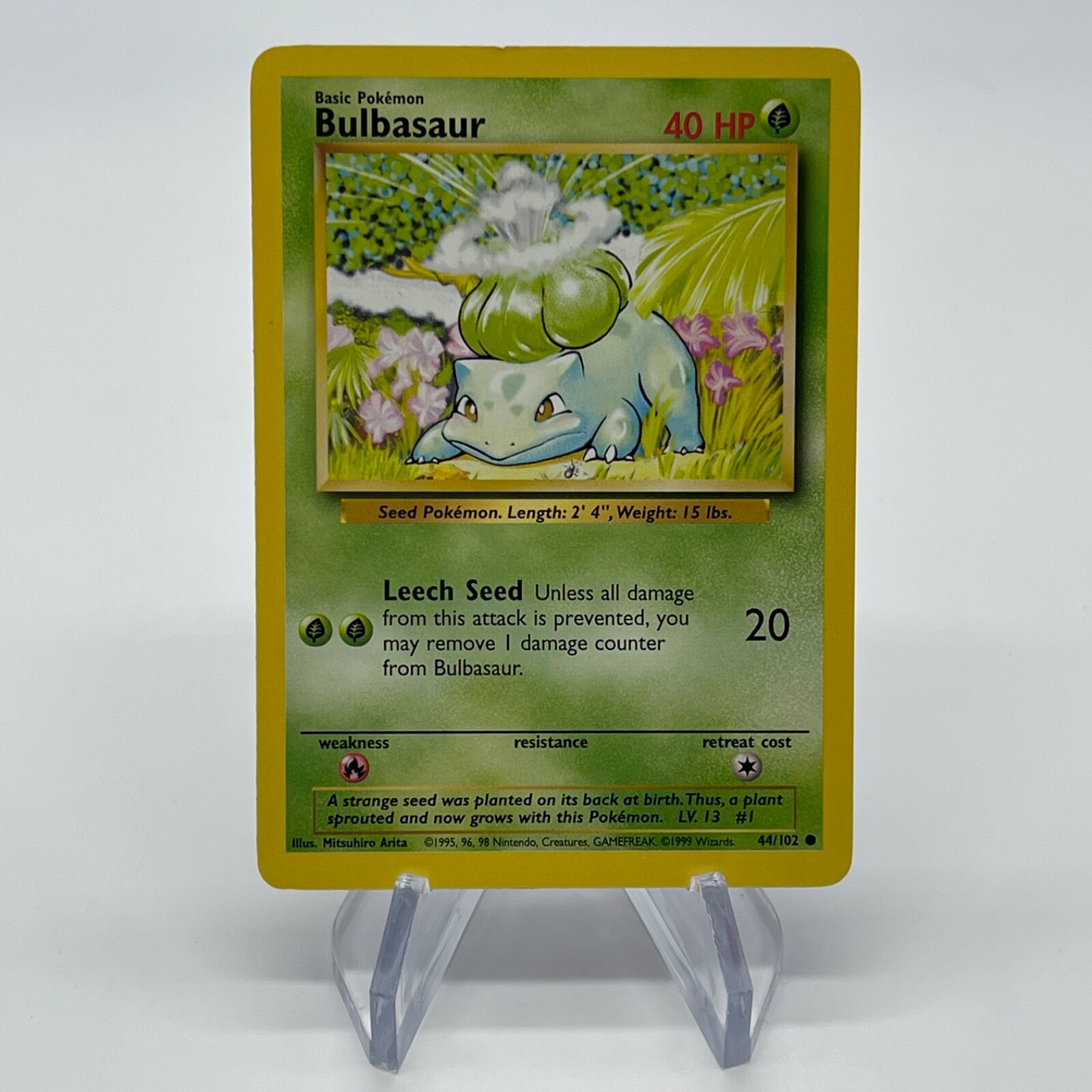 Bulbasaur 44/102 - Common 1999 English Base Set Pokemon Card - Near Mint NM & LP