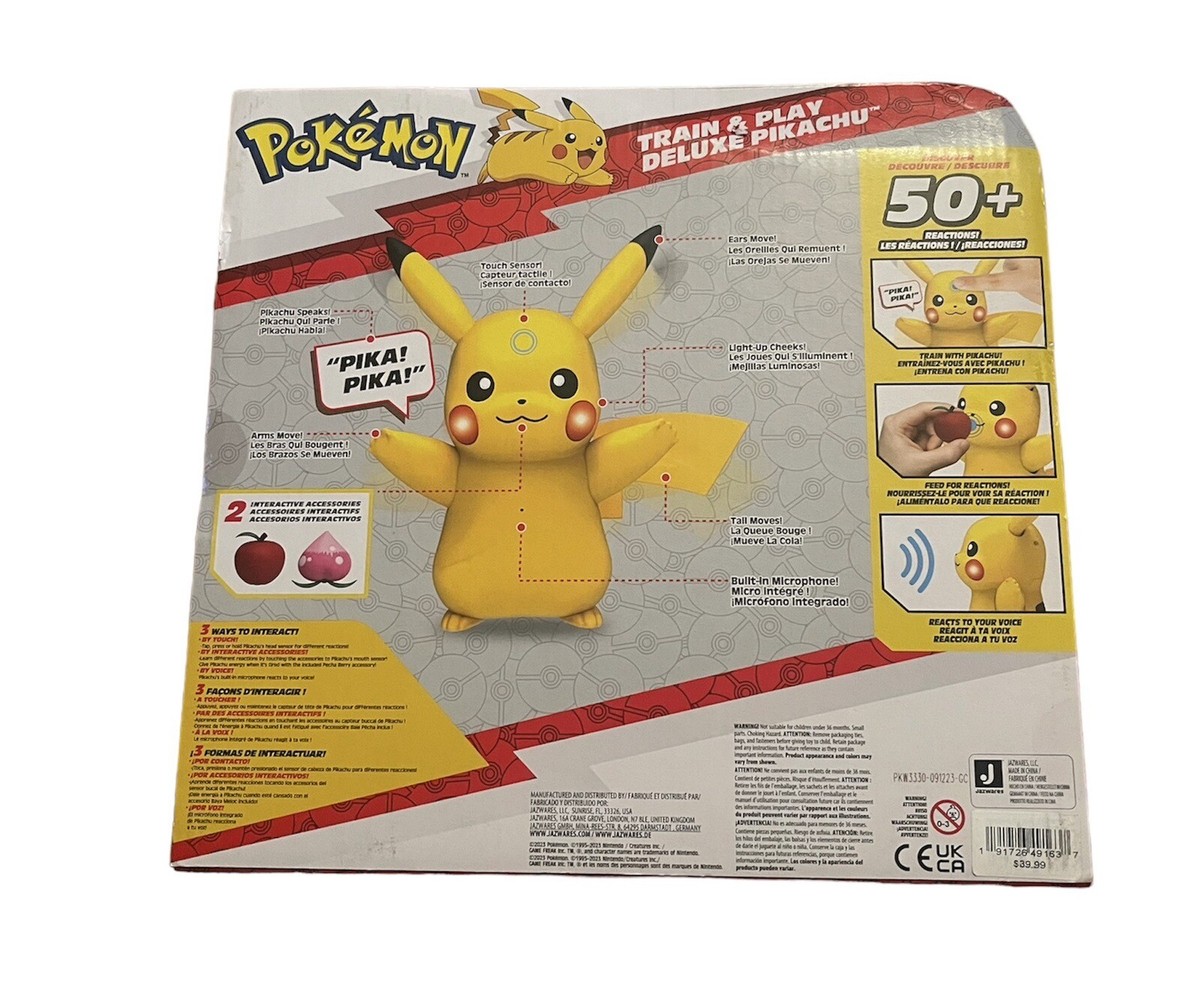 Pikachu Figure Figura Interactiva Pikachu Train And Play Deluxe - 4.5 Pulgadas, Con Luces, Sonidos Y Movimiento, Incluye Bayas Juguete Niños 4 Años